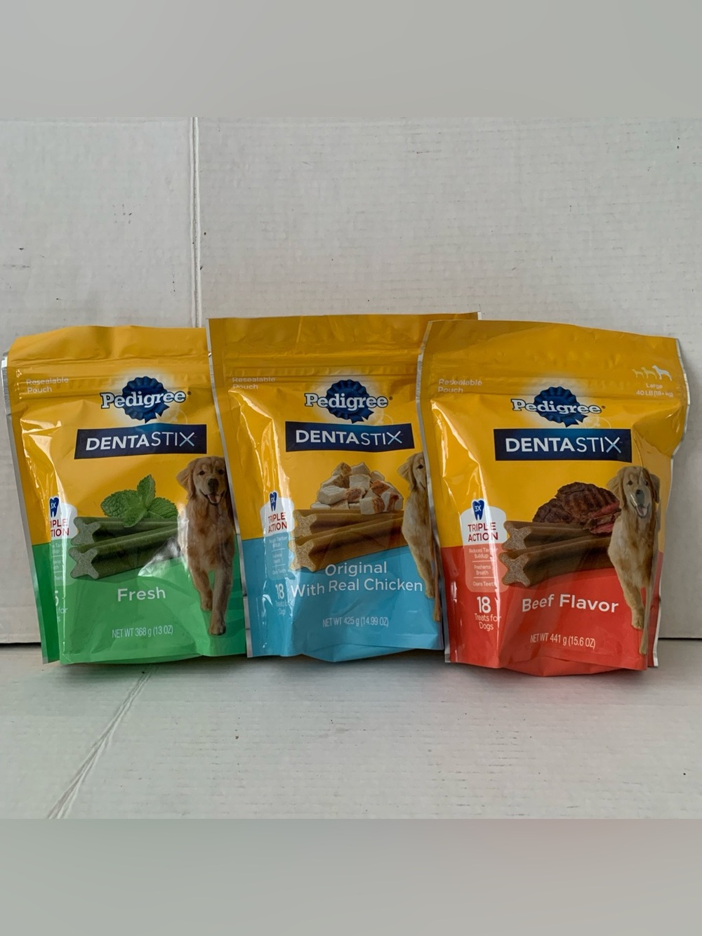 Set of 3 Pedigree Dentastix Dog Dental Treats Fresh Beef Flavor Chicken 51 Count
